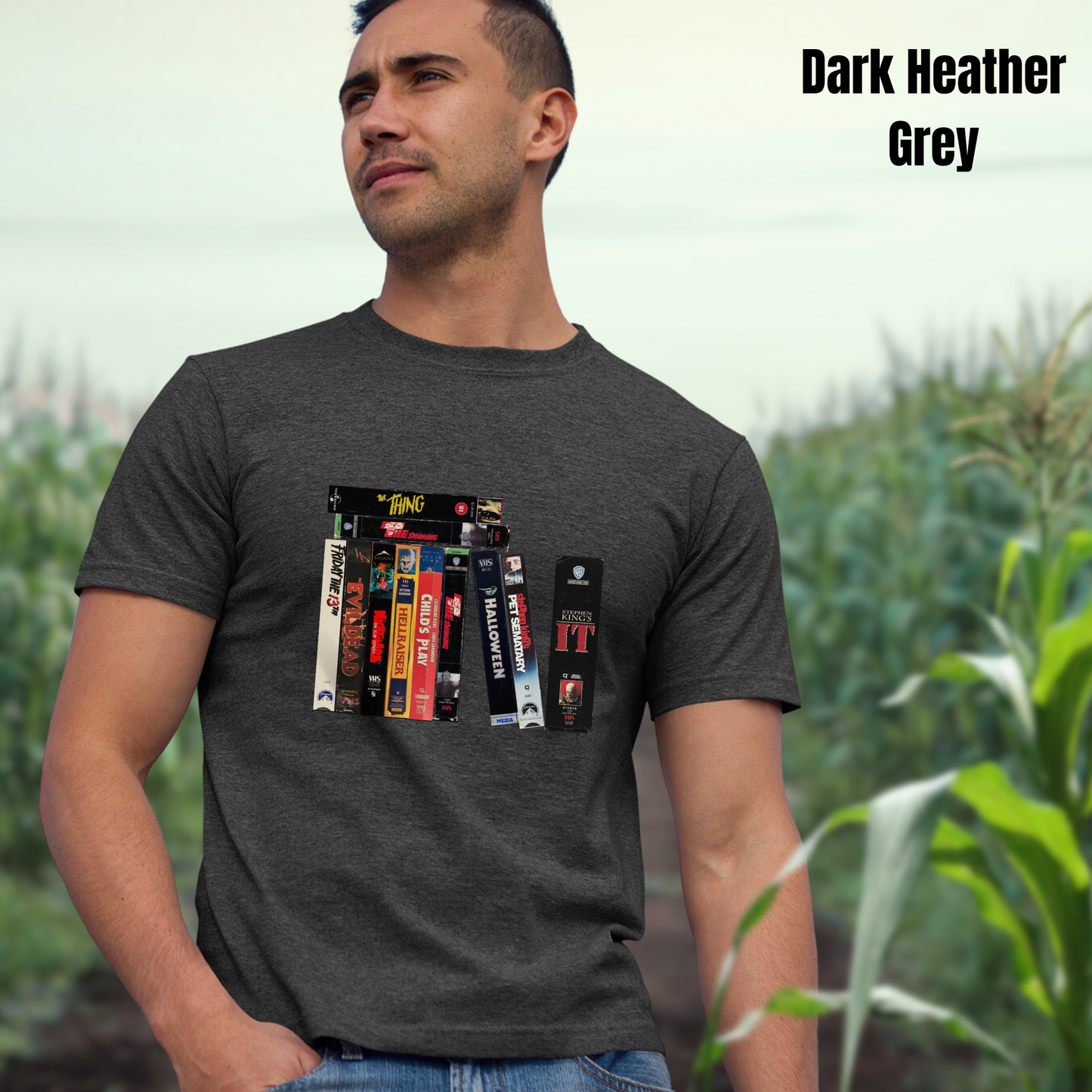 Retro Horror VHS Tee 80s Scary Movie Shirt Featuring IT, Halloween, Evil Dead, Freddy, Jason & More | Horror Gift for Fans