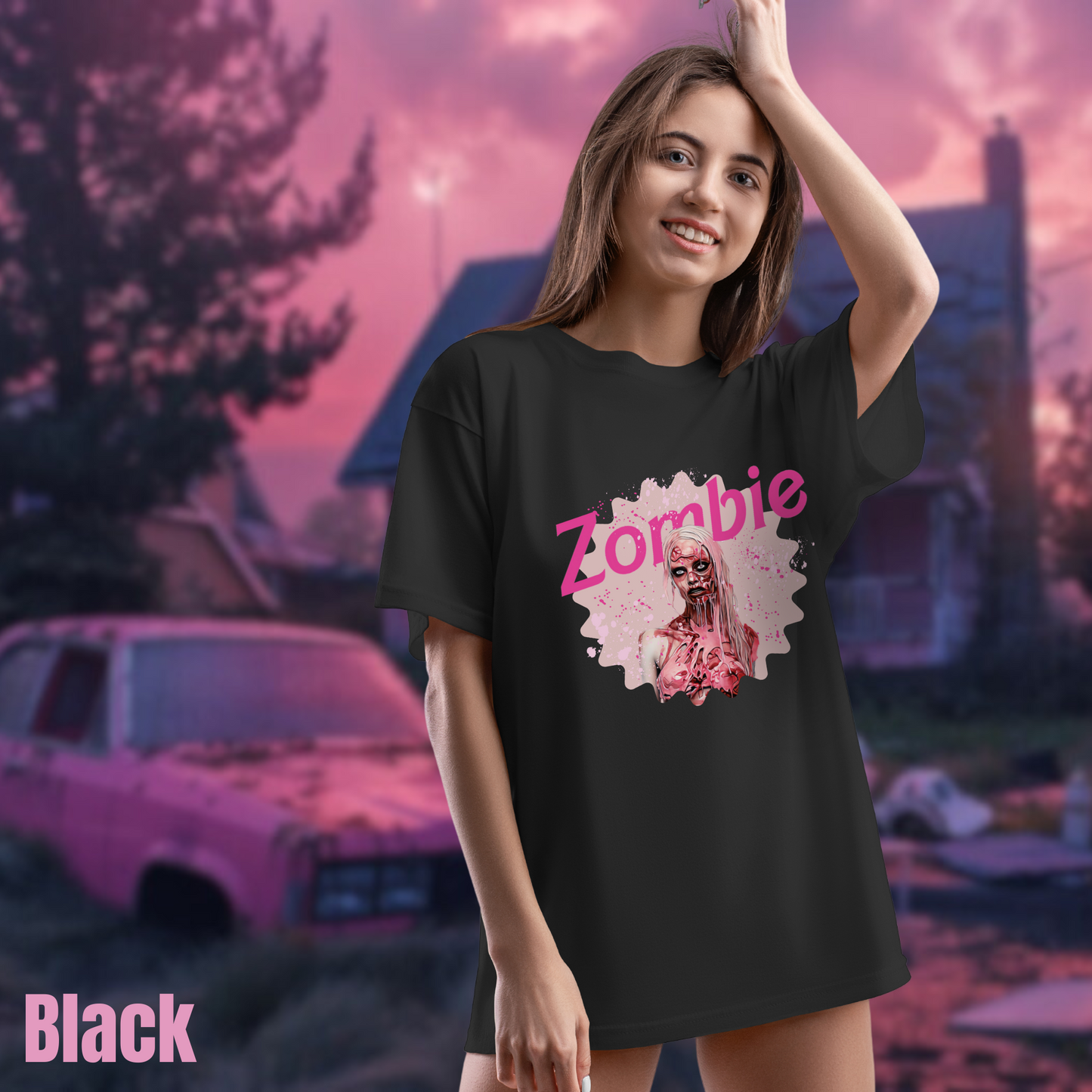 Zombie Barbie tee unisex horror Pink Barbie tshirt for her Pink Zombie girl tee gift hot pink zombie barbie tee for him gift