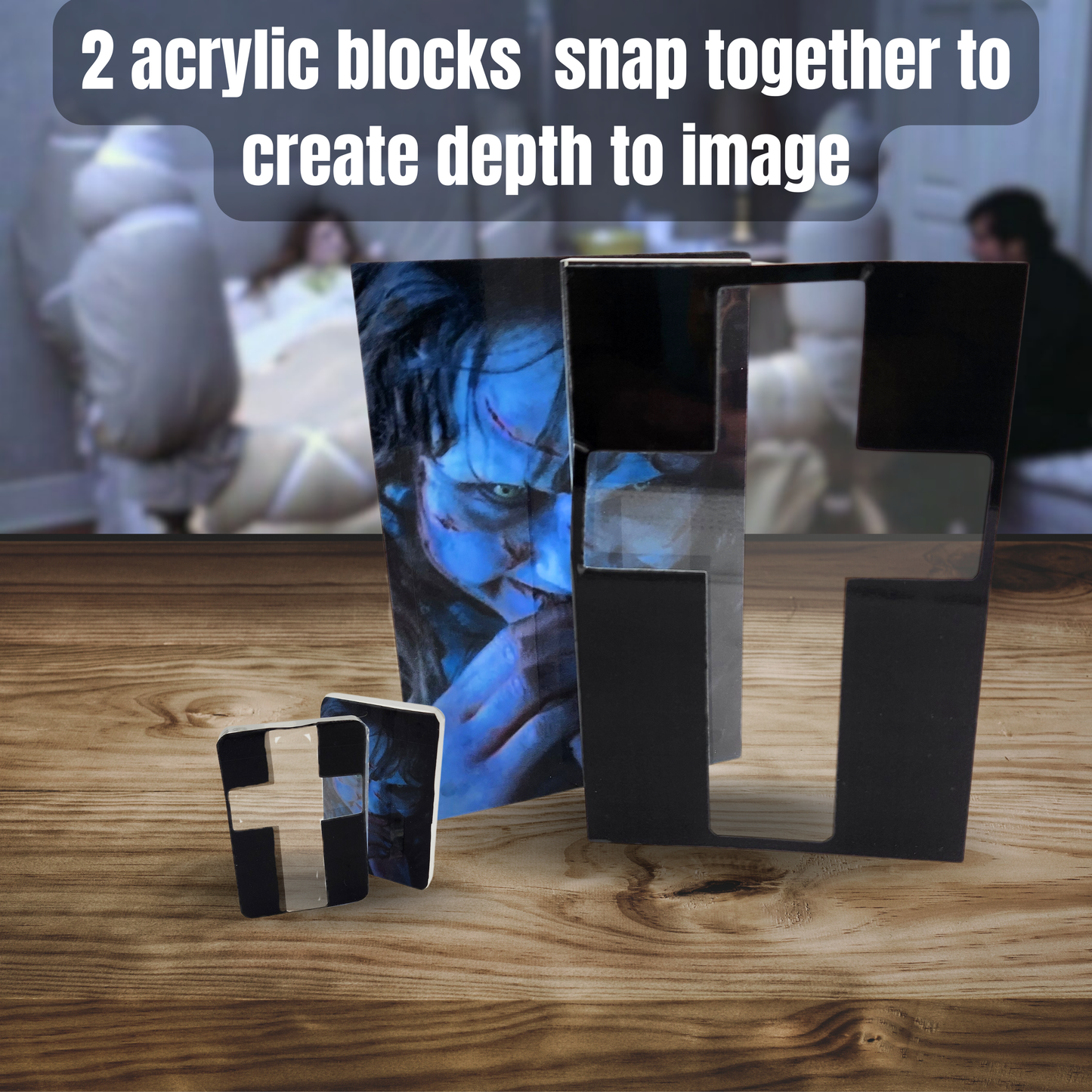 Crucifix Regan 3D effect Layered acrylic magnetic image The Exorcist movie gift magnetic photo frame Regan MacNeil photo acrylic gift for horror fan