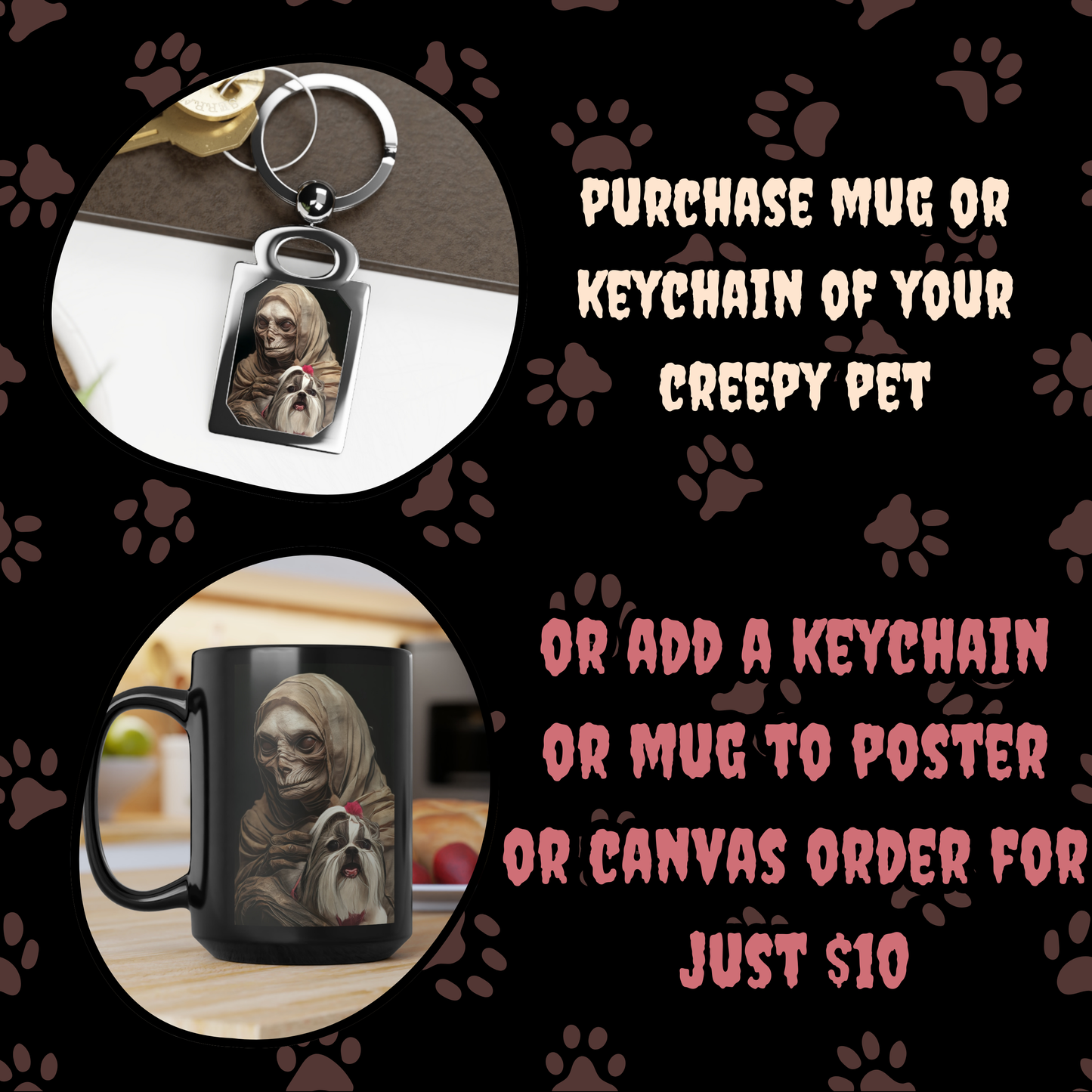 The Mummy Custom Creepy Pet Portrait Personalized Horror Pet portrait digital download creepy pet portrait gift for her