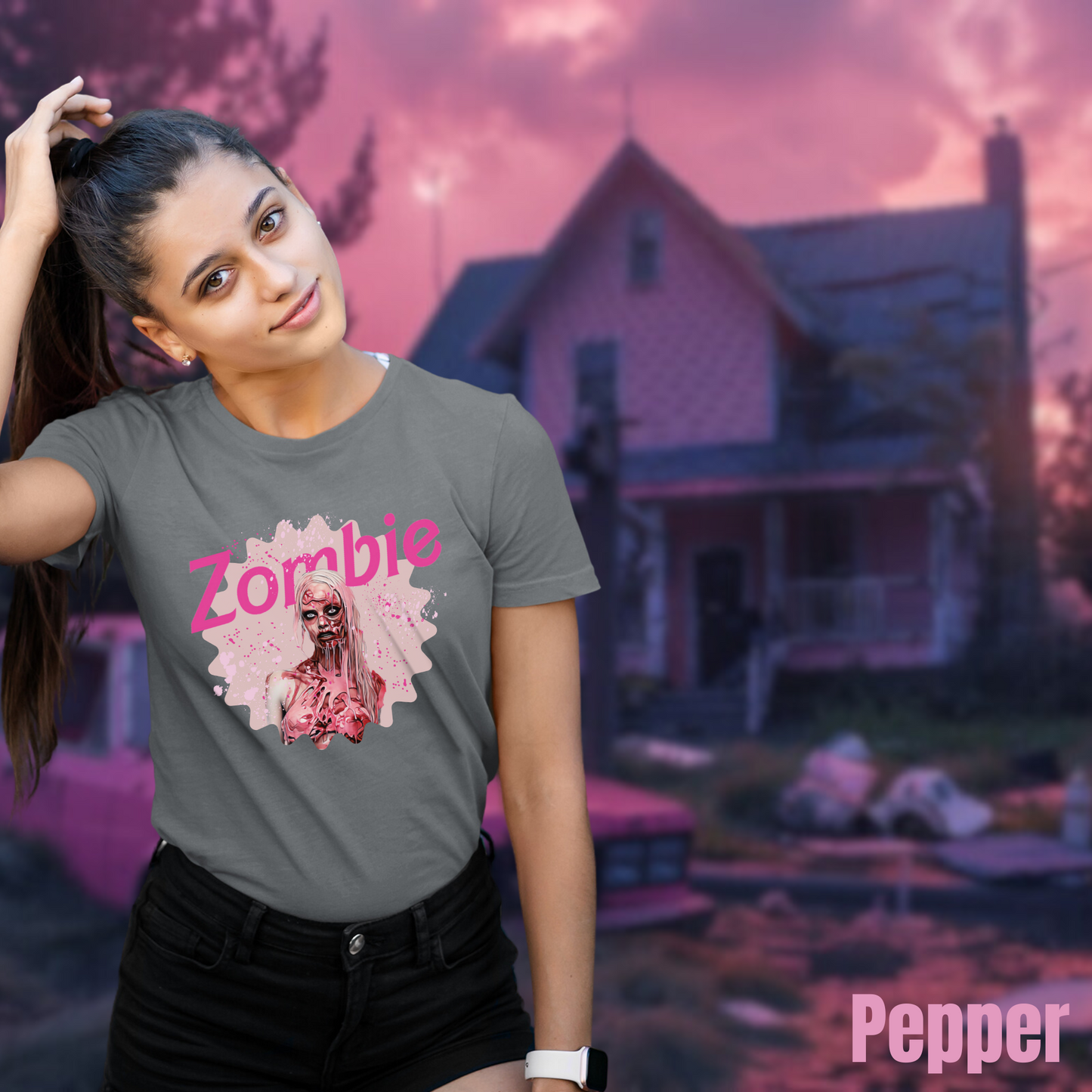 Zombie Barbie tee unisex horror Pink Barbie tshirt for her Pink Zombie girl tee gift hot pink zombie barbie tee for him gift