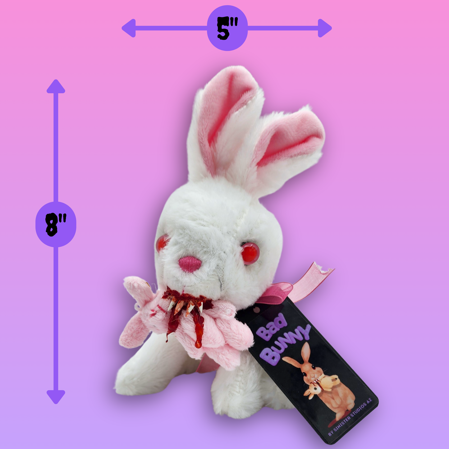 Bad Bunny Plush – Creepy Horror Rabbit Stuffed Animal, Cute Yet Sinister Bloodthirsty Bunny for Horror Fans & Unique Gifts