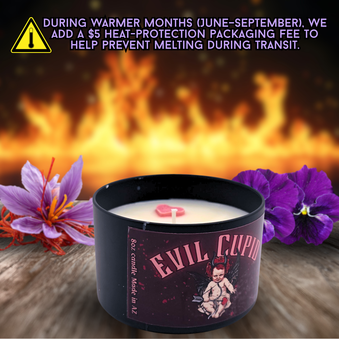 Evil Cupid Candle and Wax Melts | Gothic Valentine Candle | Black Violet Saffron Scent | Horror Valentine Decor Gift