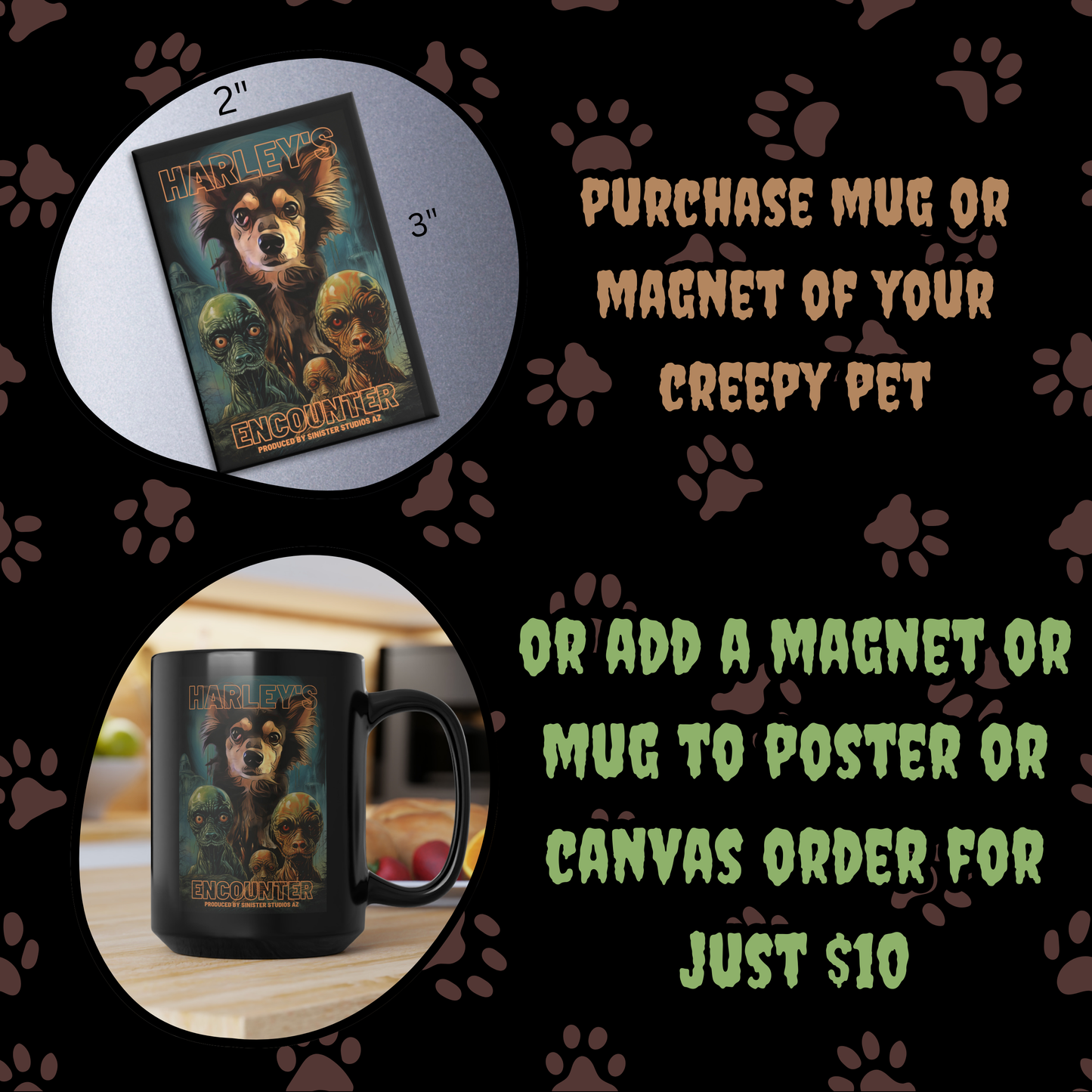 Alien Encounter Custom Creepy Pet Portrait Personalized Alien Pet portrait digital download sci-fi pet portrait gift for her