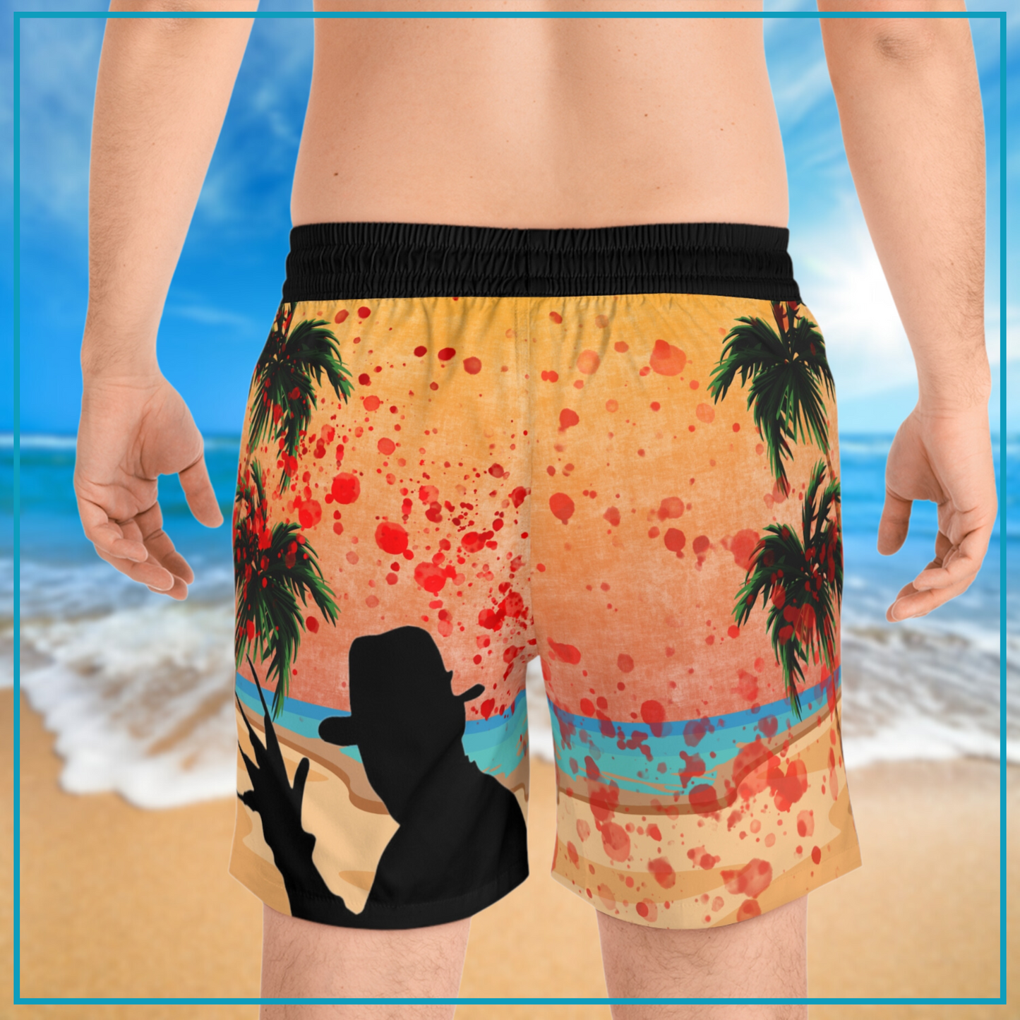 Beachy Freddy men's swim trunks Nightmare on Elm Street inpired swim shorts horror themed swim trunks gift for him Freddy horror swim trunks horror