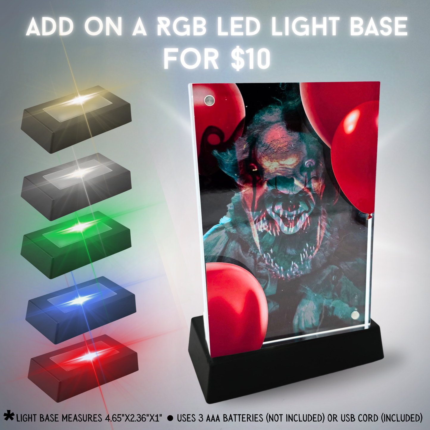 Color Reactive Pennywise 3D Effect Acrylic – Modern Horror Clown RGB Light Illusion Art Display, Spooky Desk Decor