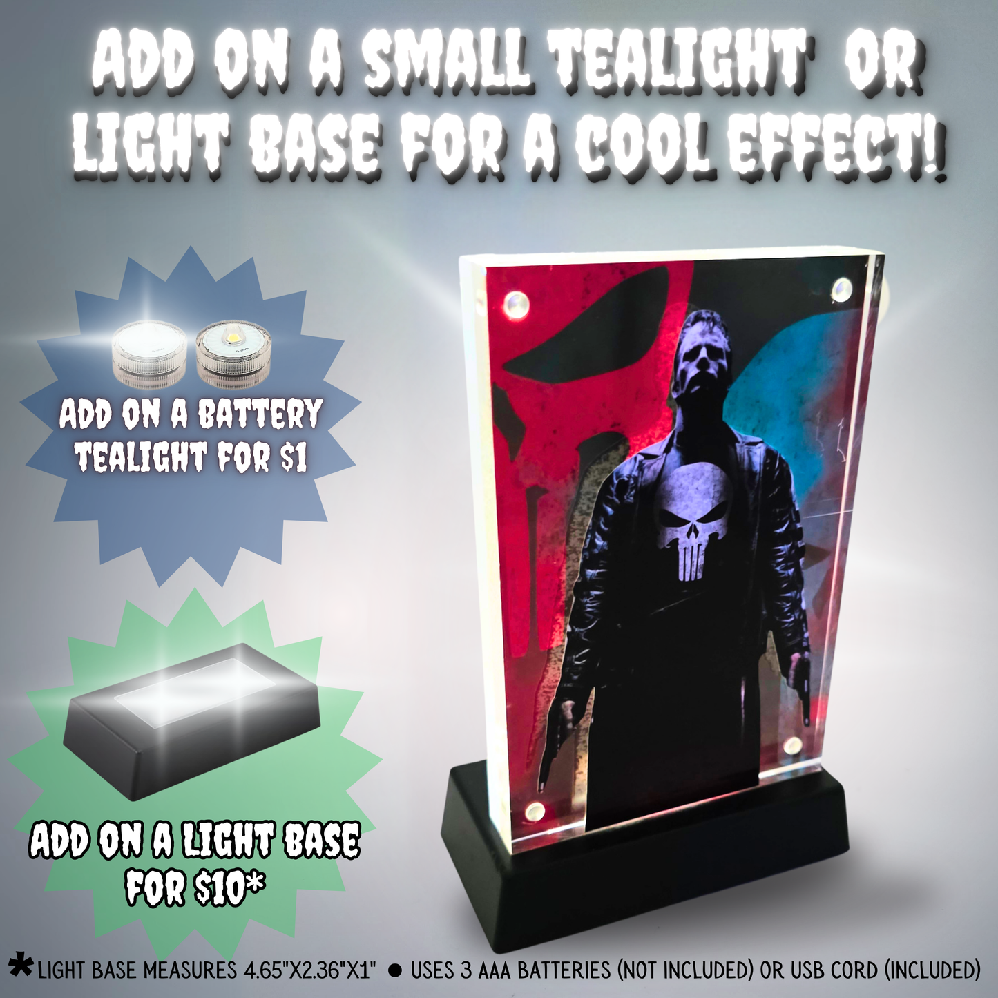 Punisher Inspired 2004 3D Effect Acrylic – Thomas Jane Vigilante Skull Layered Art Display with Optional RGB Light Base