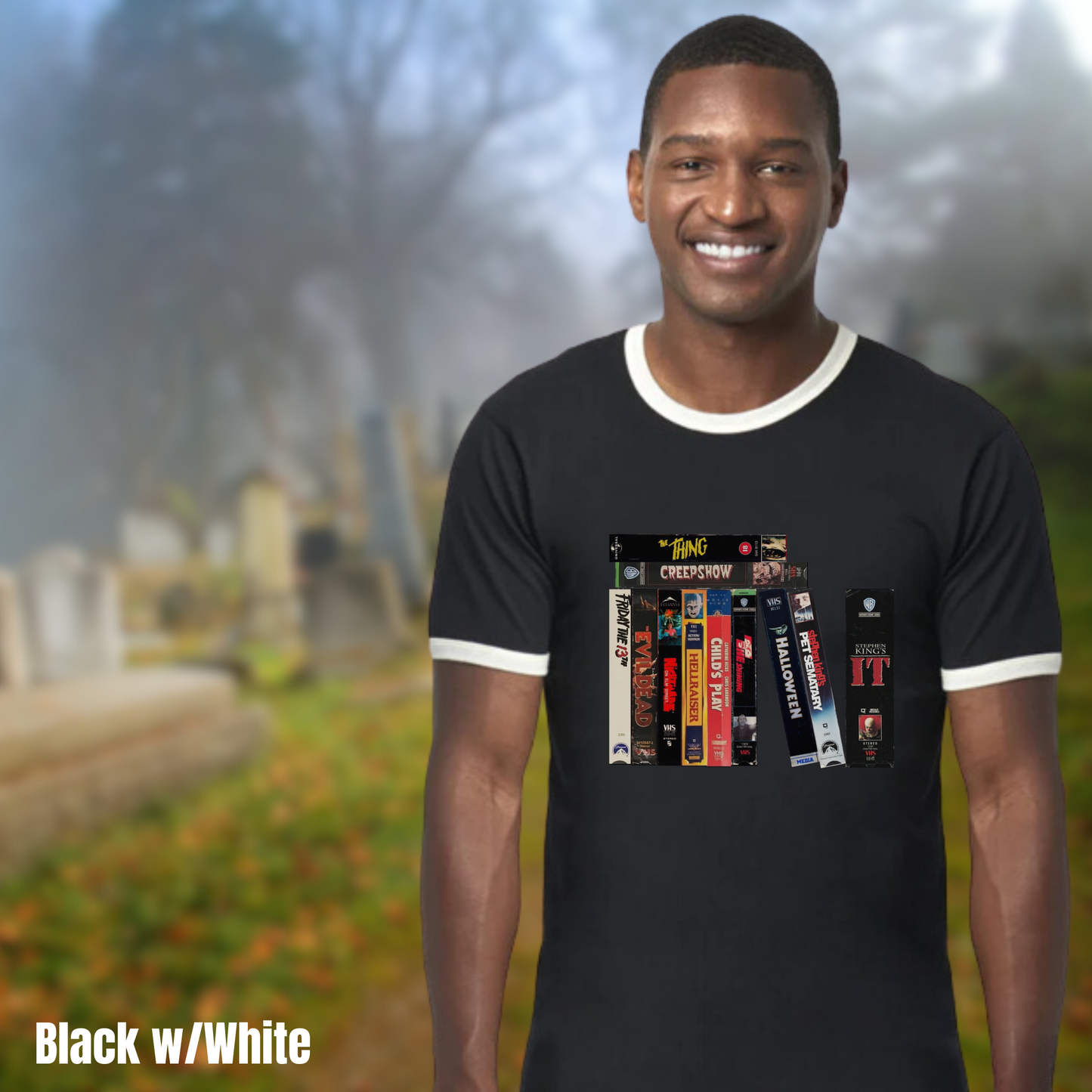 Retro Horror VHS Ringer Tee 80s horror tee gift for her horror fan ringer tee for him horror movie fan shirt