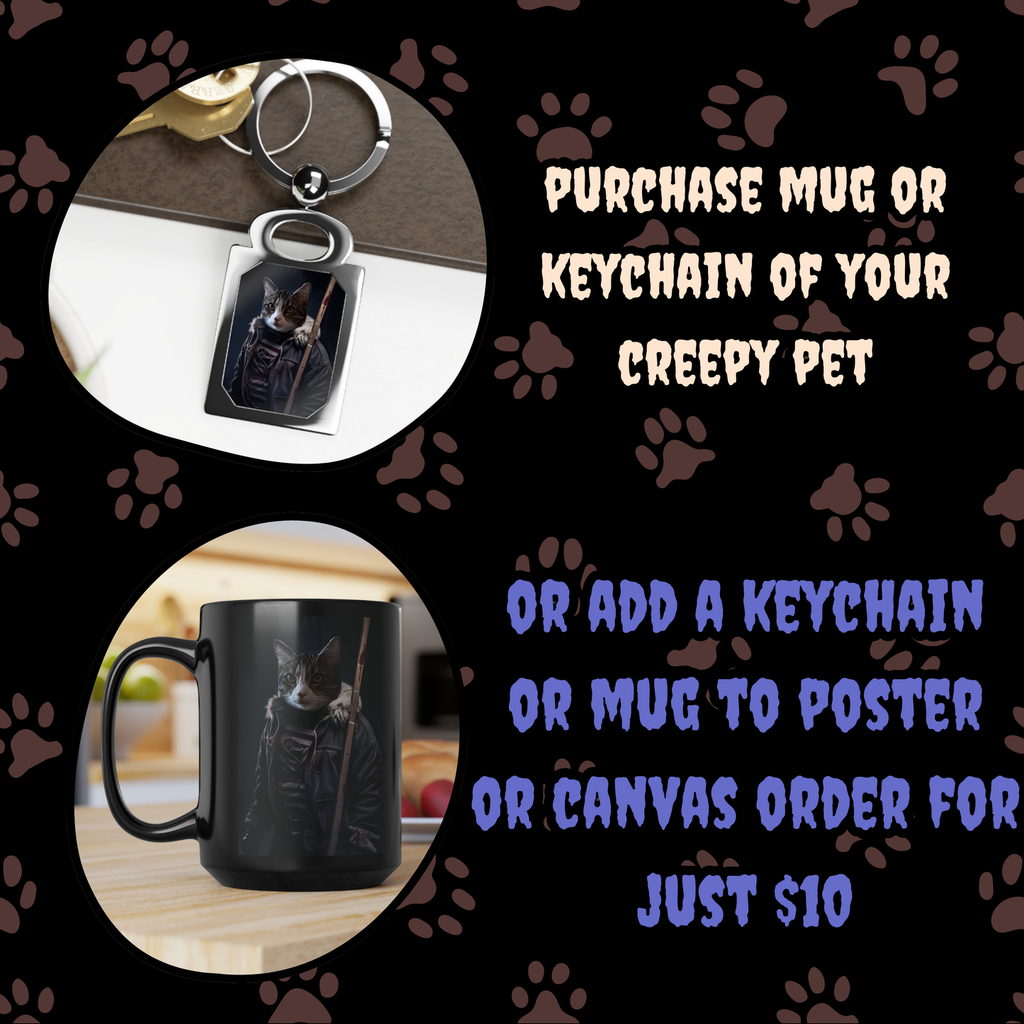 The Maniac Custom Creepy Pet Portrait Personalized Horror Pet portrait digital download creepy pet portrait gift for her