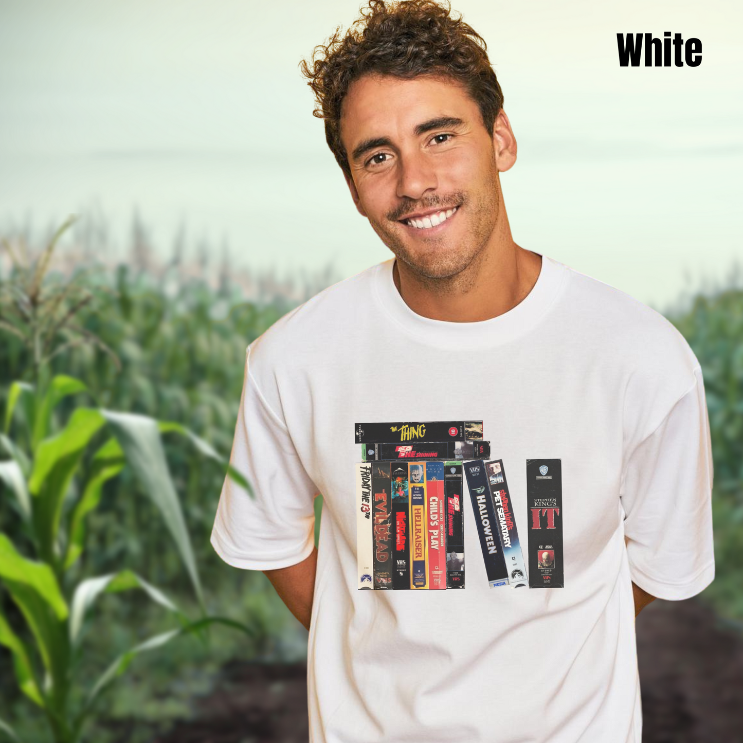 Retro Horror VHS Tee 80s Scary Movie Shirt Featuring IT, Halloween, Evil Dead, Freddy, Jason & More | Horror Gift for Fans