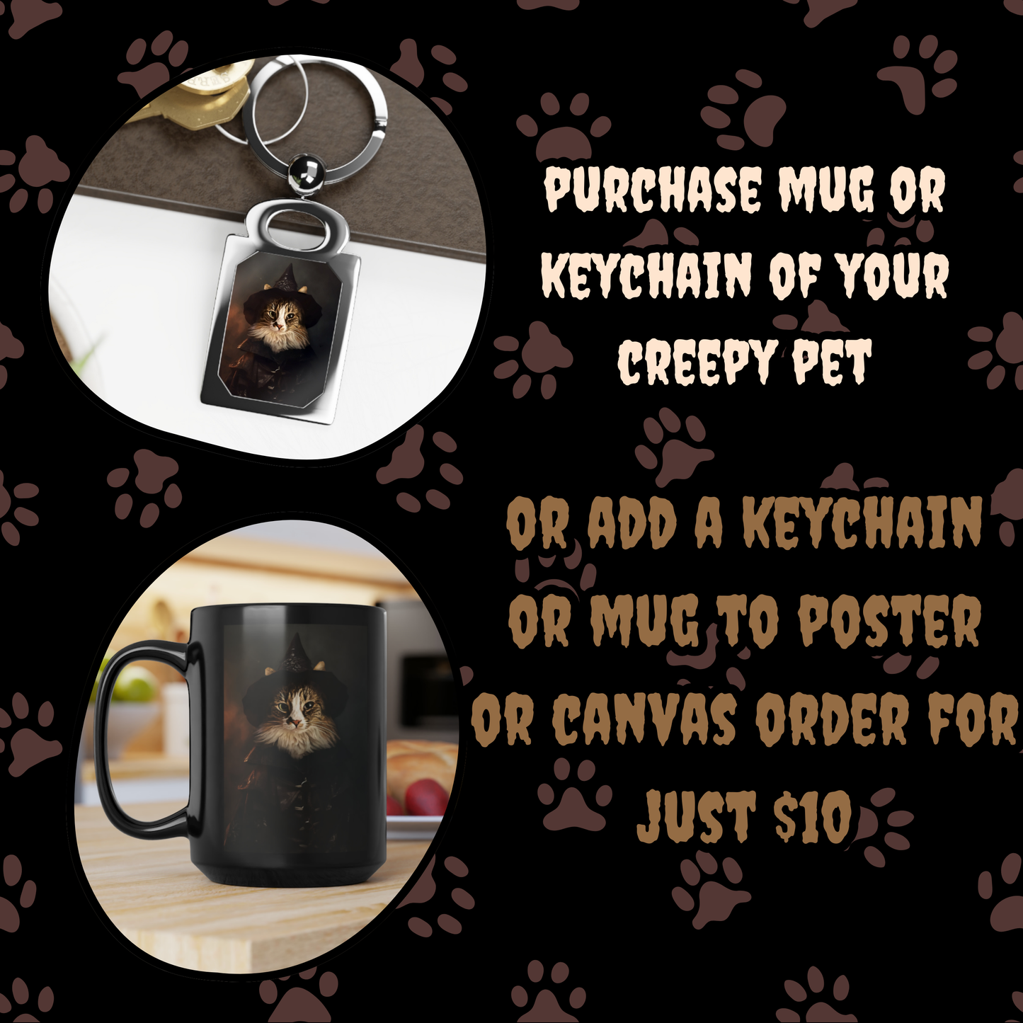 Salem Witch Custom Creepy Pet Portrait Personalized Horror Pet portrait digital download creepy witch pet portrait gift for her