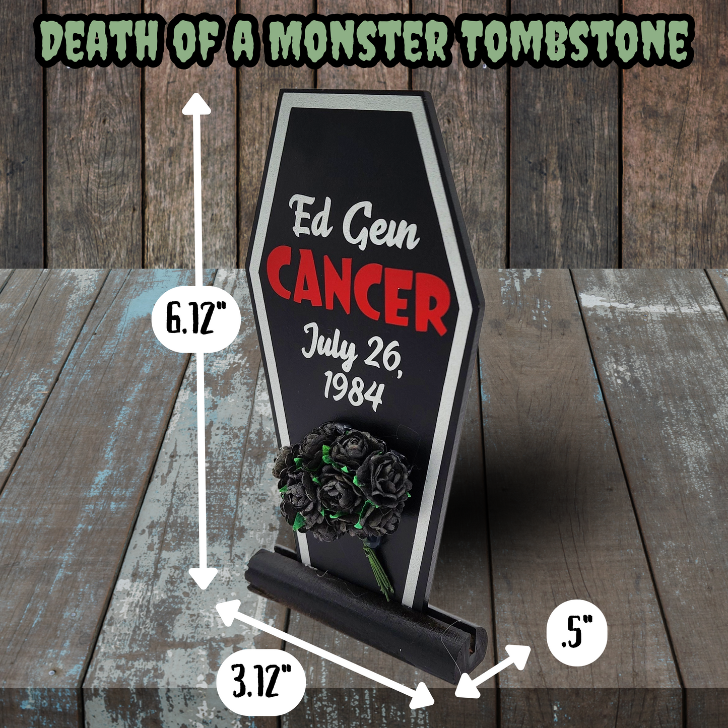 Gein Killer Bundle – Ed Gein-Themed Gift Set with Candle, Mugshot Plaque & Tombstone, True Crime Horror Collectible for Dark Aesthetic Fans