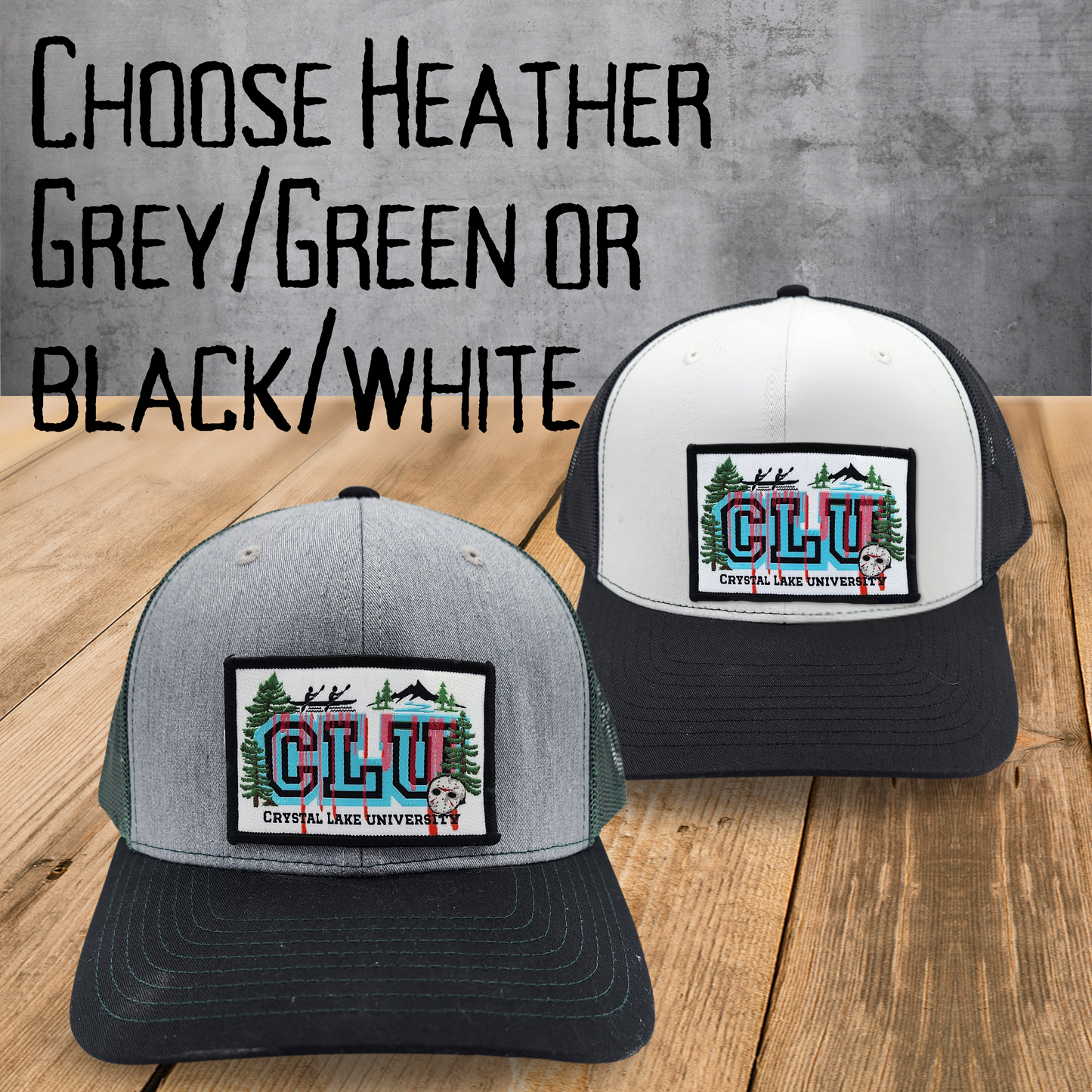 Crystal Lake University Trucker hat horror snapback hat for her Friday the 13th Jason Voorhees ballcap for him horror fan gift college trucker hat