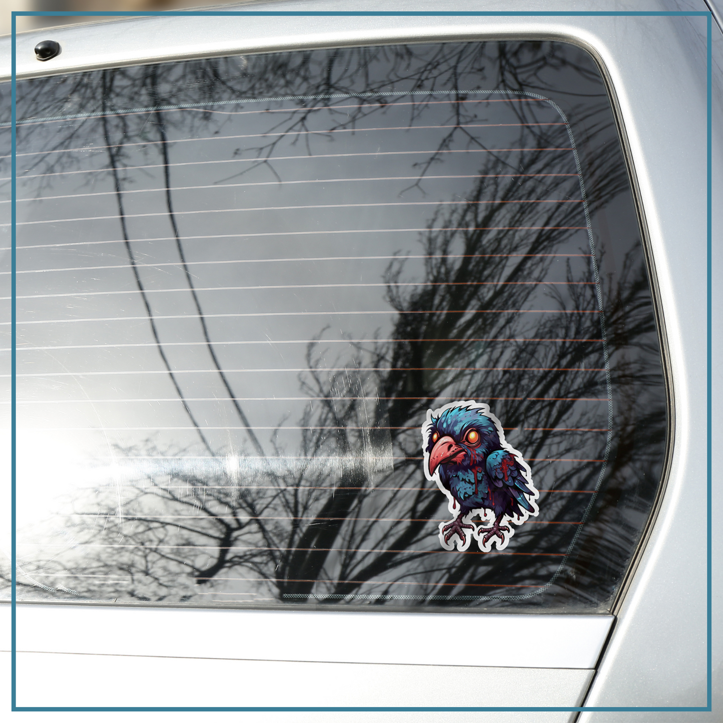 Zombie BIrdie kiss cut sticker vinyl decal animal zombie sticker party favor zombie crow sticker gift bird zombie cute zombie crow sticker horror vinyl sticker