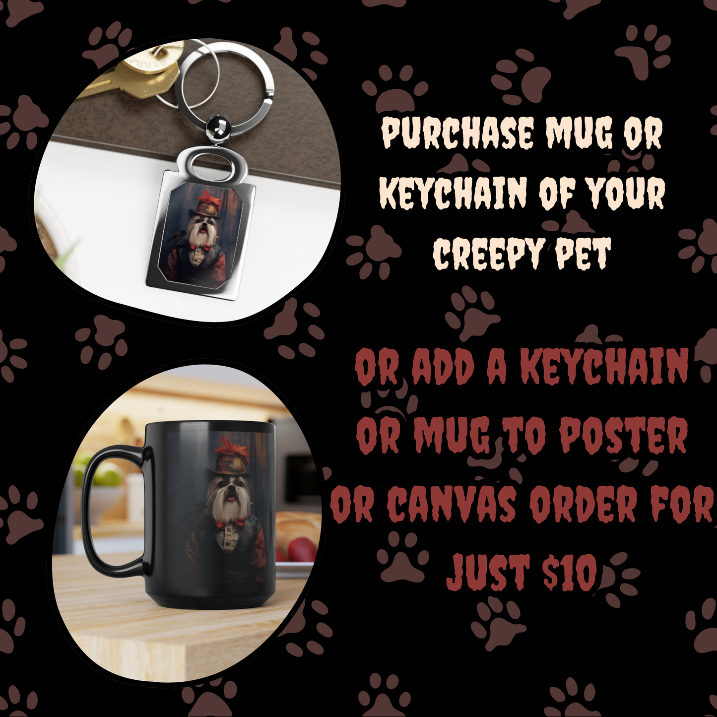 The Crow Performer Custom Creepy Pet Portrait Personalized Horror Pet portrait digital download creepy circus pet portrait gift for her