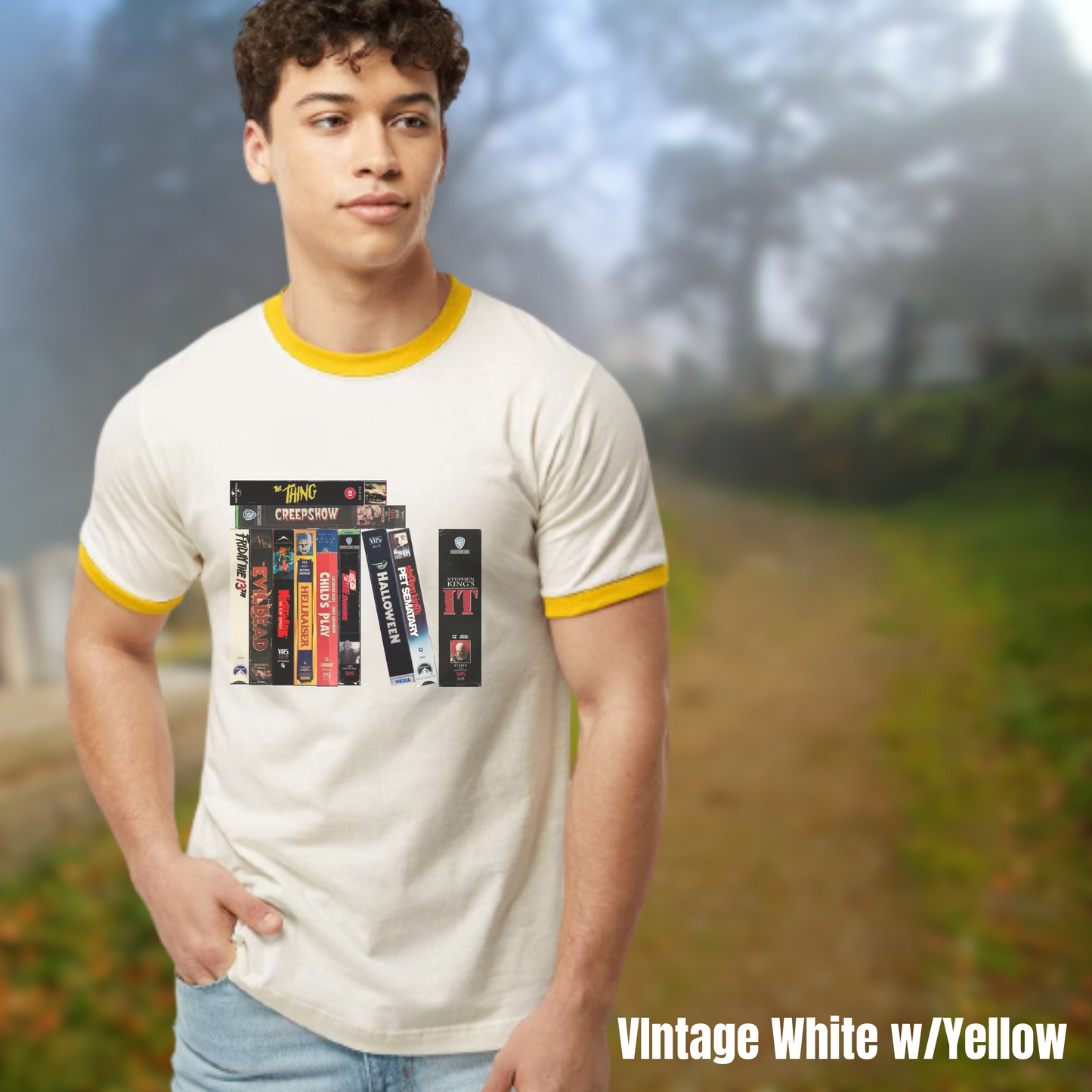 Retro Horror VHS Ringer Tee 80s horror tee gift for her horror fan ringer tee for him horror movie fan shirt