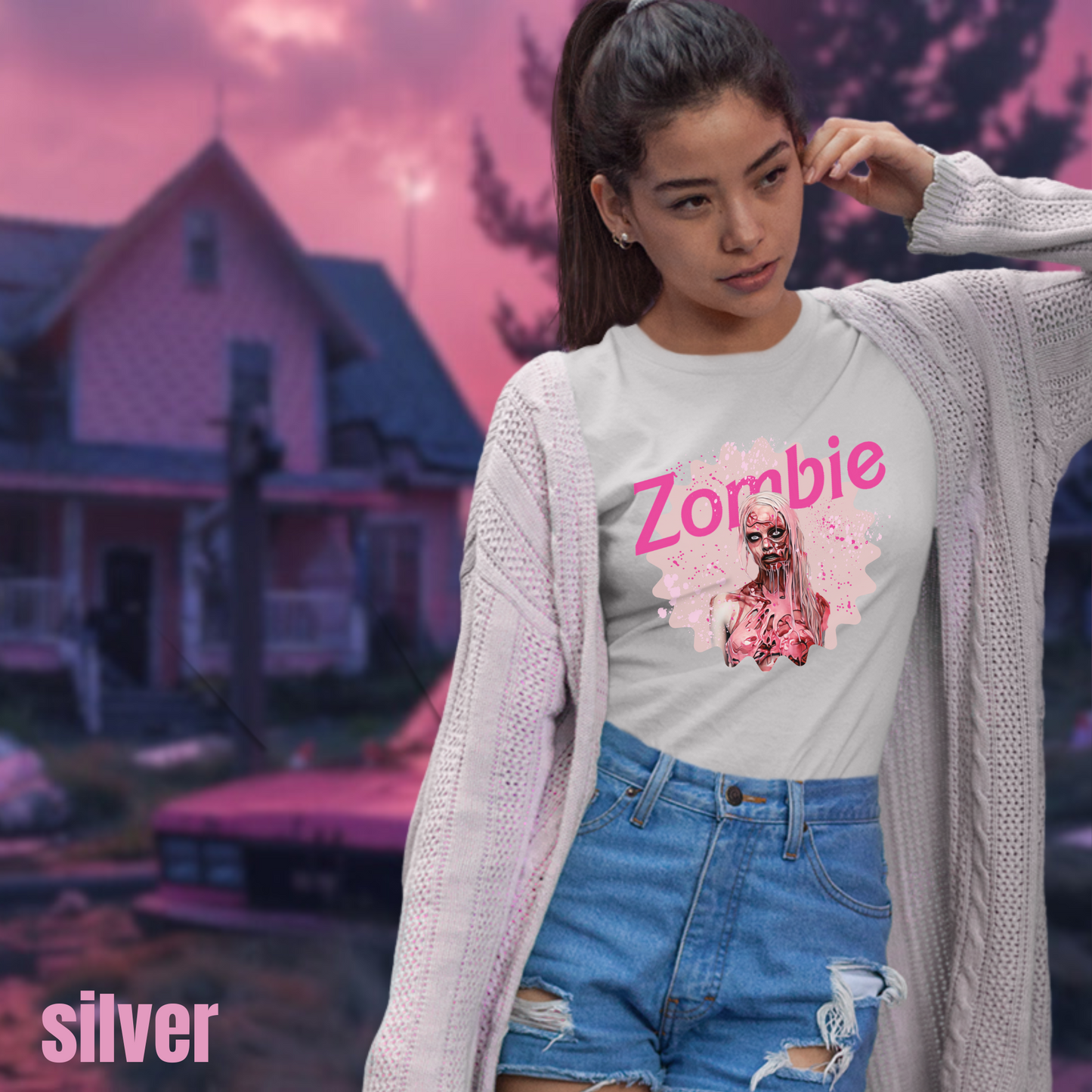 Zombie Barbie tee unisex horror Pink Barbie tshirt for her Pink Zombie girl tee gift hot pink zombie barbie tee for him gift
