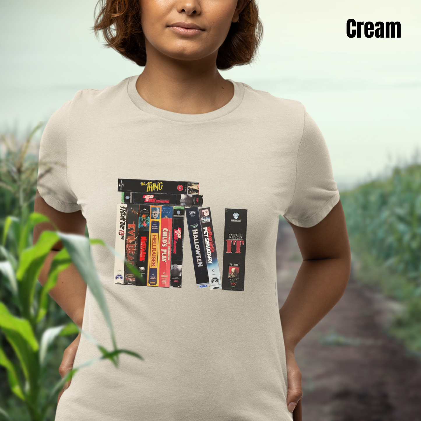 Retro Horror VHS Tee 80s Scary Movie Shirt Featuring IT, Halloween, Evil Dead, Freddy, Jason & More | Horror Gift for Fans
