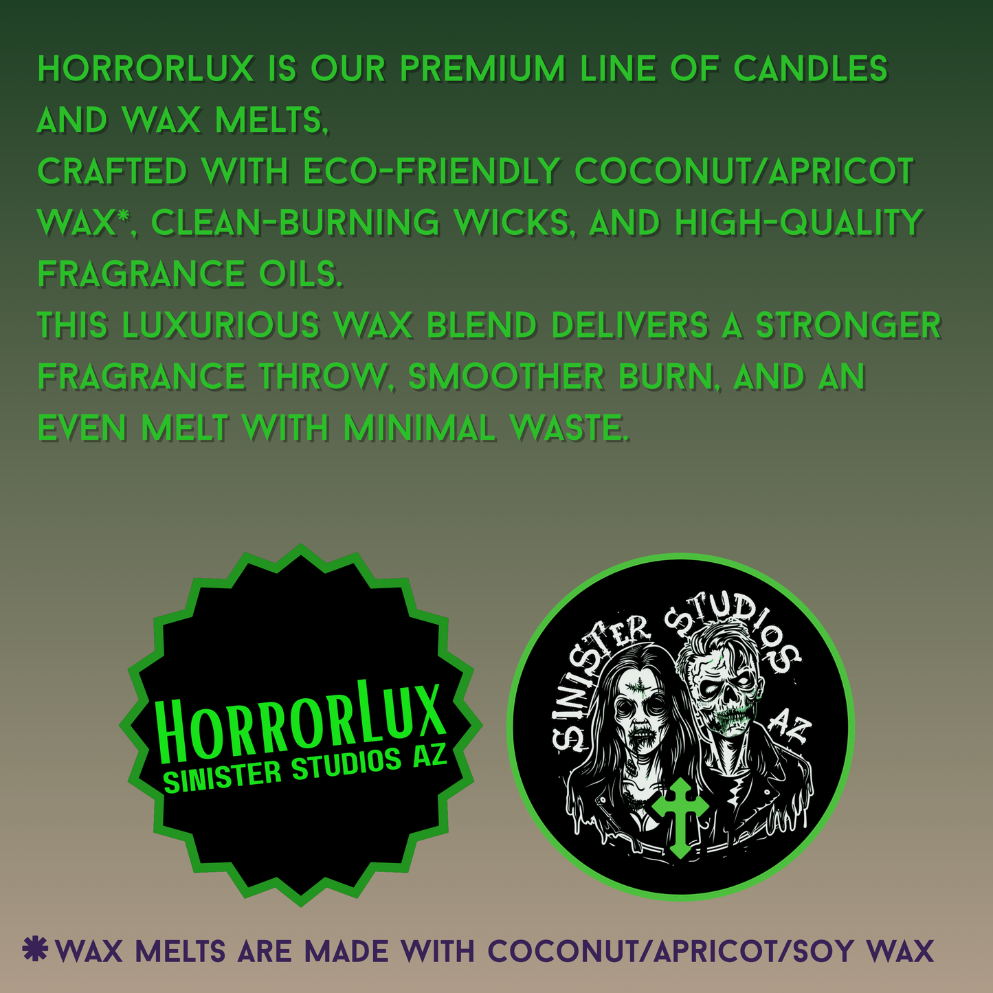 Dead and Bloated HorrorLux Candle & Wax Melts Set, Leather Tobacco Dirt Scent, Gothic Luxury Horror Candle Gift
