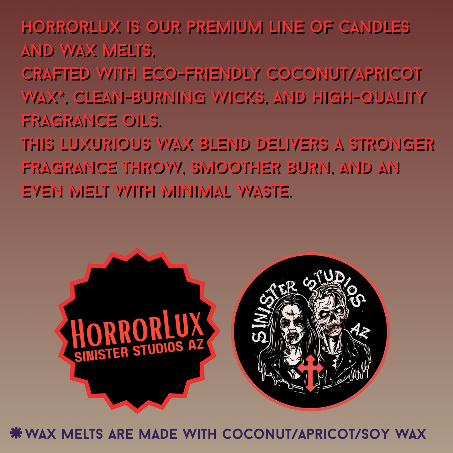 Crypt Noir HorrorLux Dragons Blood Candle & Wax Melts, Gothic Luxury Patchouli Clove Horror Candle Gift