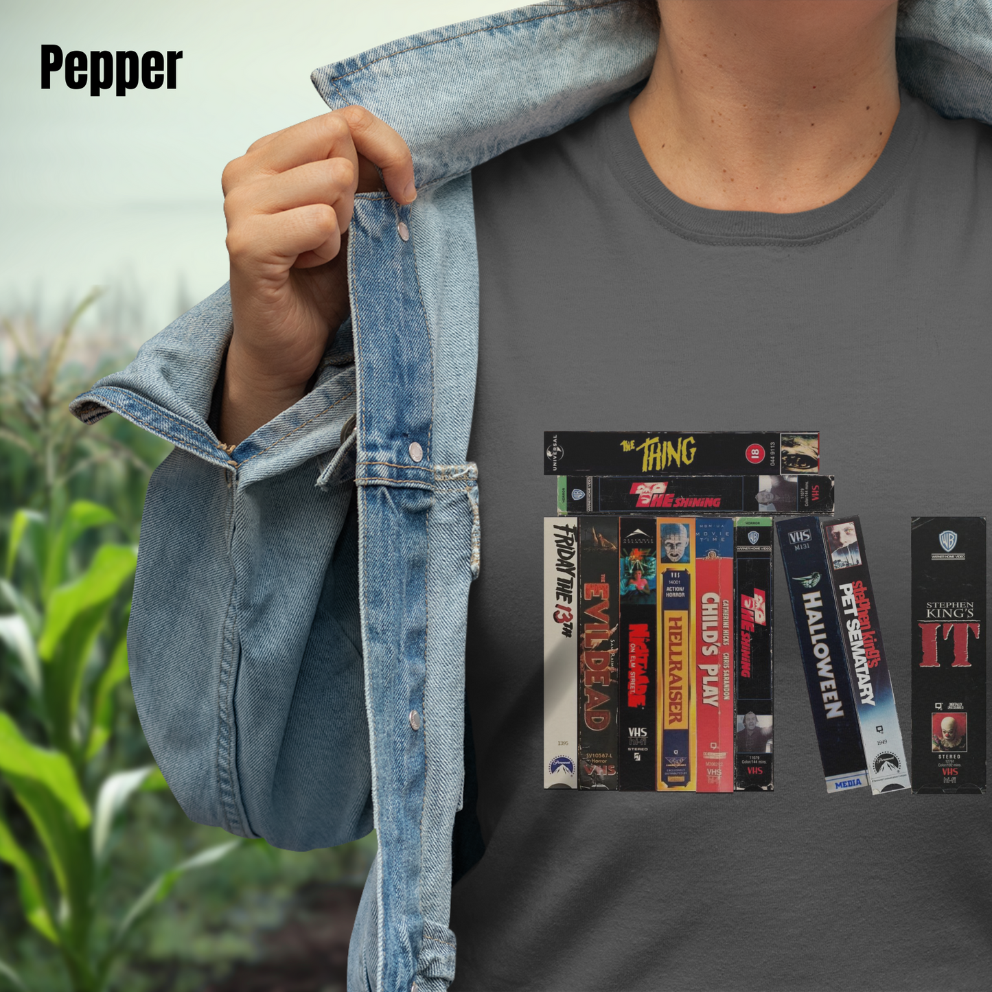 Retro Horror VHS Tee 80s Scary Movie Shirt Featuring IT, Halloween, Evil Dead, Freddy, Jason & More | Horror Gift for Fans