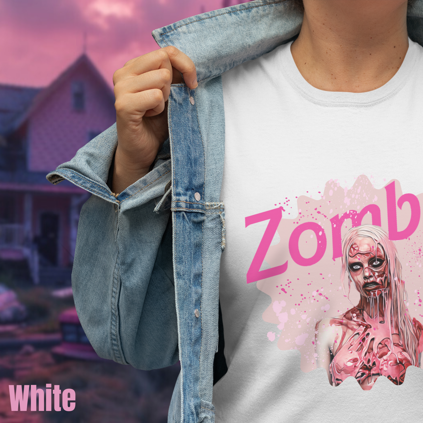 Zombie Barbie tee unisex horror Pink Barbie tshirt for her Pink Zombie girl tee gift hot pink zombie barbie tee for him gift