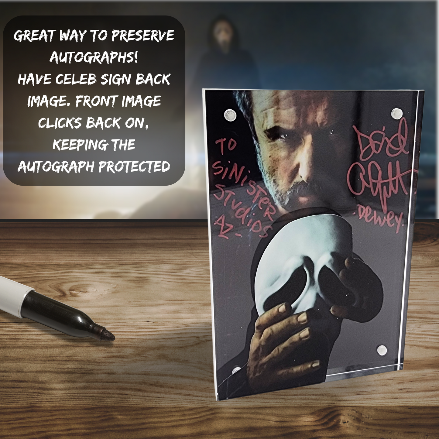Dewey Ghostface 3D Effect Acrylic | Scream Franchise Horror Display | Layered Scene Art | Preserve Autographs | Light Base Option
