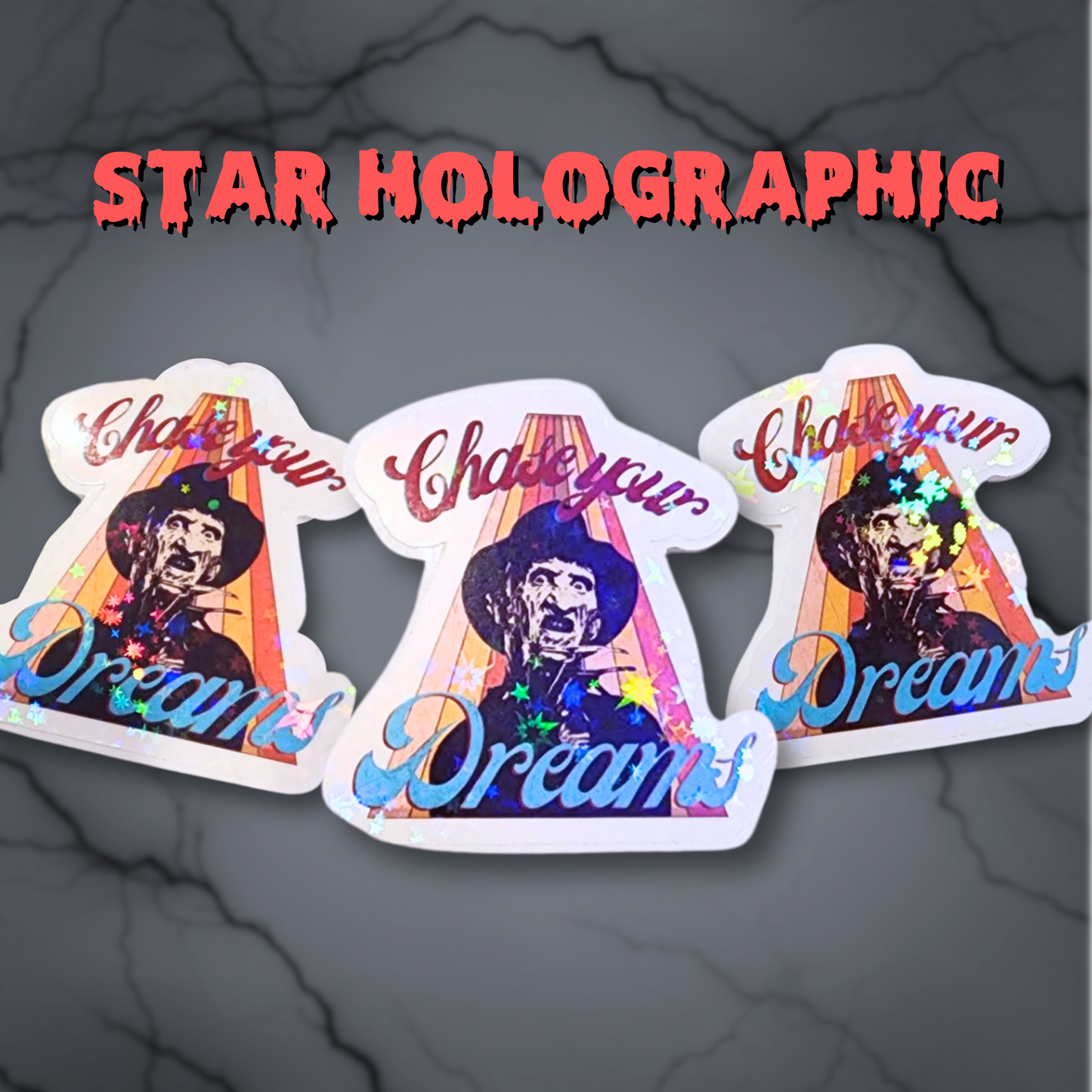 Chase Your Dreams kiss cut sticker vinyl decal Halloween Freddy Krueger retro sticker party favor sticker gift horror vinyl sticker