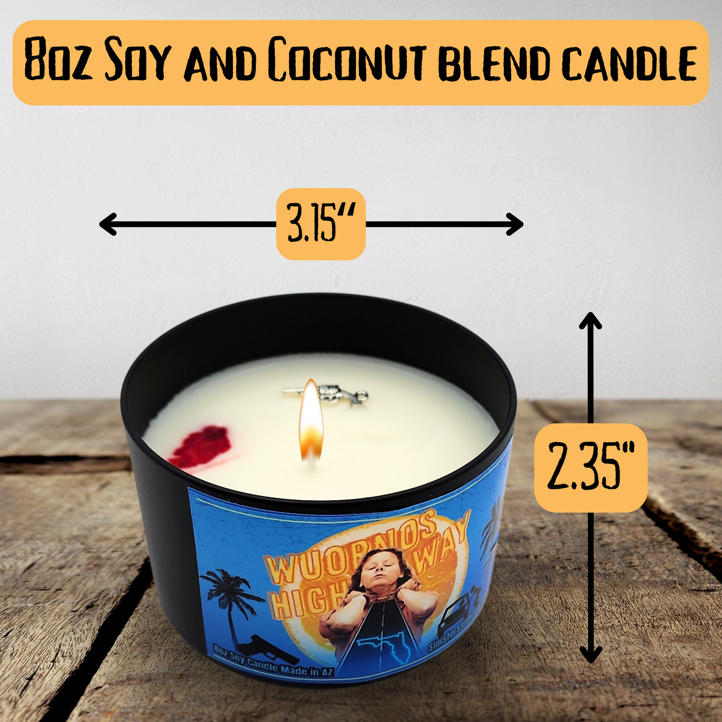 Wuornos Highway Candle – Citrus Orange & Sea Air Scented Soy & Coconut Wax, Aileen Wuornos-Inspired True Crime Horror Decor