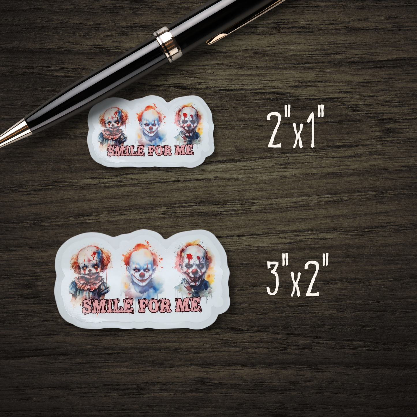 Smile For Me creepy clowns kiss cut sticker vinyl decal halloween clowns halloween sticker party favor sticker gift horror vinyl sticker