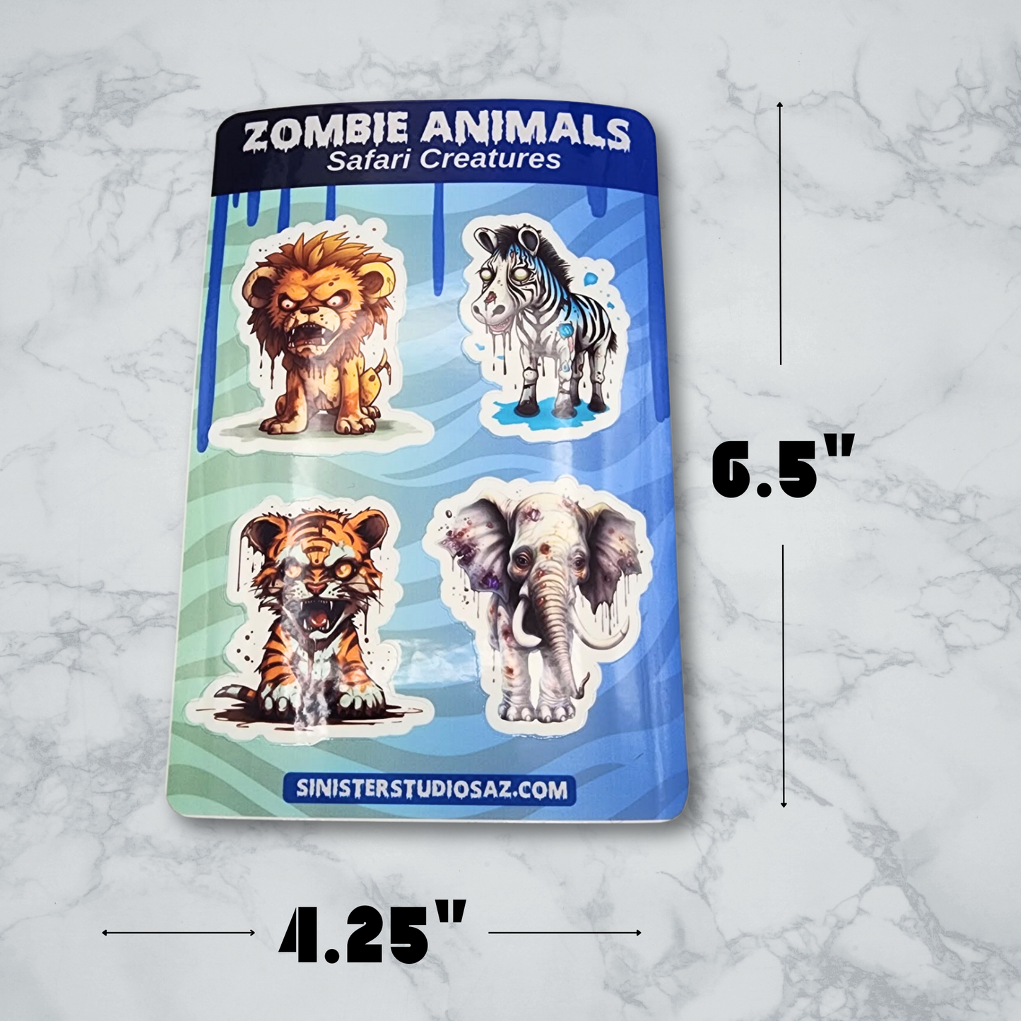 Safari Creatures Zombie Animals Sticker Sheet water resistant stickers horror animal sticker sheet sticker decal waterproof sticker sheet