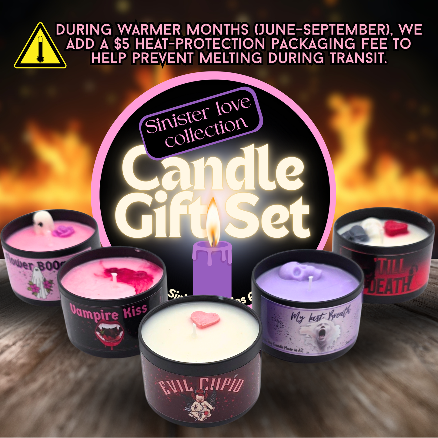 Sinister Love Candle Gift Set | Gothic Valentine Candles | Horror Romance Gift | Soy Coconut Wax | Spooky Love Decor | Sinister Studios AZ