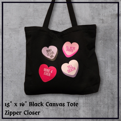 Candy Hearts Collection candy hearts tote bag candy hearts glass can valentine gift for her candy hearts journal gothic love gift for him