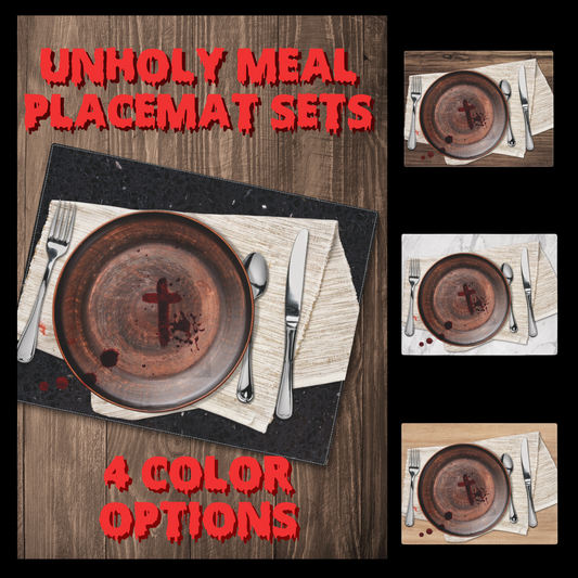 Unholy Meal placemat set horror home decor gore placemat bloody dining table decoration horror table linens horror placemat horror gift