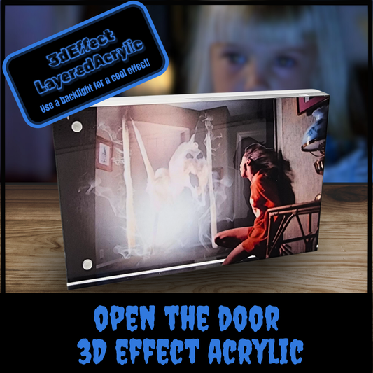 Open the Door 3D Effect Acrylic – Poltergeist Horror Scene Display | Autograph-Friendly Art | Sinister Studios AZ Exclusive