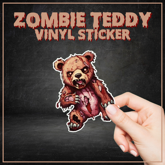Zombie Teddy kiss cut sticker vinyl decal animal zombie sticker party favor sticker gift teddy bear zombie cute zombie bear stickerhorror vinyl sticker