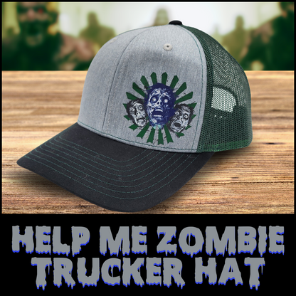 Help Me Zombie Trucker hat zombie snapback hat for her zombie horror ballcap for him zombie gift trucker hat