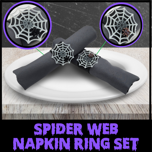 Spider Web Faux leather napkin ring set, Spooky Decor, Halloween decor, Gothic decor, gothic napkin ring set, halloween napkin rings, housewarming gift