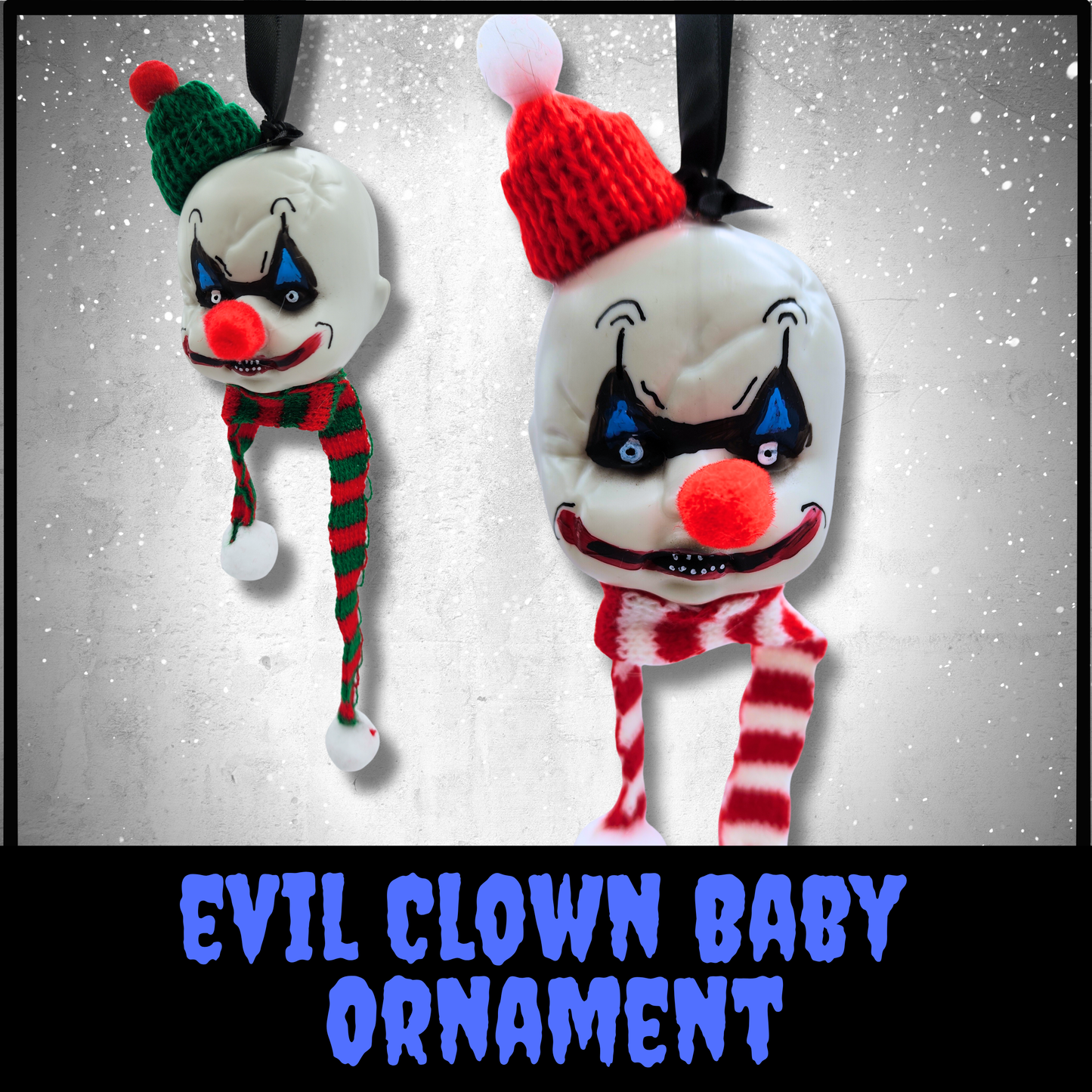 Evil Clown Baby Ornament | Evil Clown Horror Christmas Decoration | Hand Painted Creepy holiday Ornament | Gothic Creepmas Décor AZ