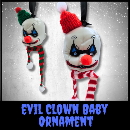 Evil Clown Baby Ornament | Evil Clown Horror Christmas Decoration | Hand Painted Creepy holiday Ornament | Gothic Creepmas Décor AZ