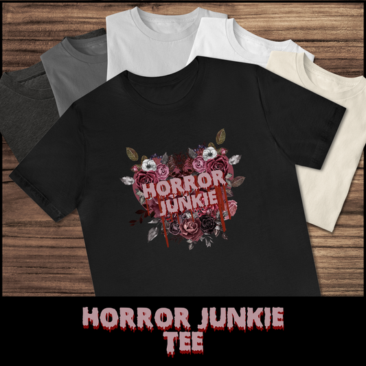 Horror Junkie tee unisex horror tshirt for her pretty horror tee gift horror fan tee for her horror graphic tee classic horror tshirt