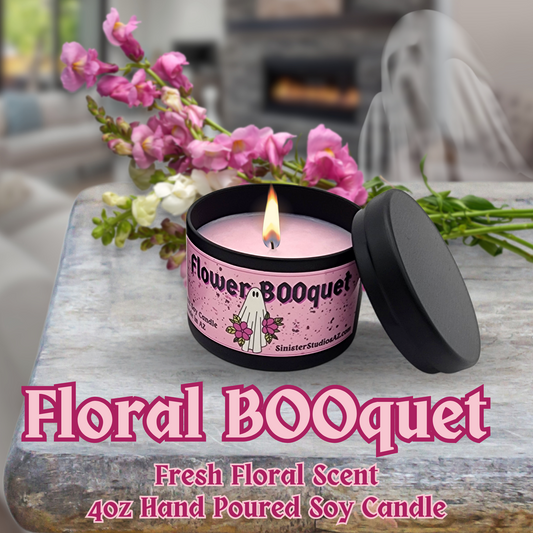 Flower BOOquet soy candle rose candle floral scented candle spooky candle gift creepy home decor gift for her valentine gift ghost candle