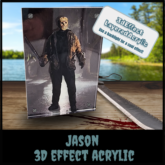 Jason Horror 3D Effect Acrylic Display | Layered Friday the 13th Decor with Optional Light Base | Horror Fan Gift | Jason Voorhees