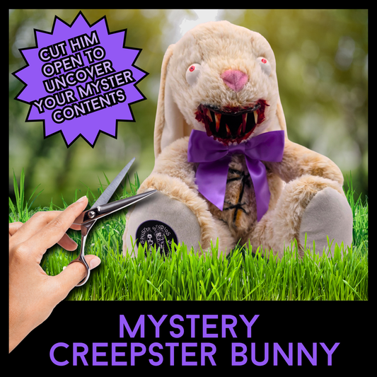 Mystery Creepster Bunny Plush Horror Easter Basket Alternative – Creepy Easter Gift, Cut Open Bunny Surprise Toy, Gothic Plush by Sinister Studios AZ