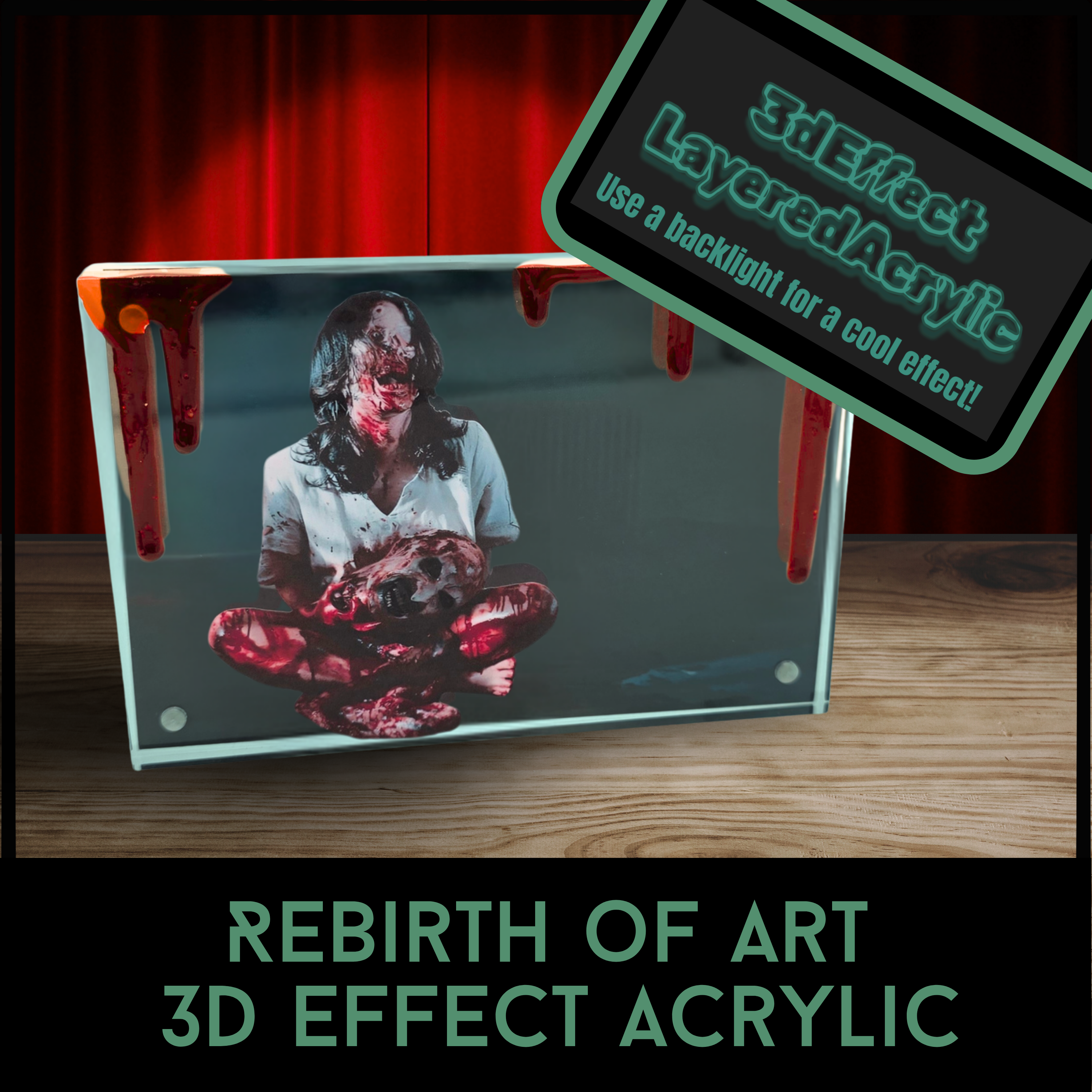 Rebirth of Art Terrifier Inspired 3D Effect Acrylic Display 4x6 Horror ...