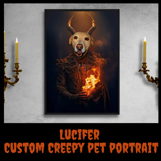 Lucifer Custom Creepy Pet Portrait Personalized Horror Pet portrait digital download creepy demon pet portrait gift for her