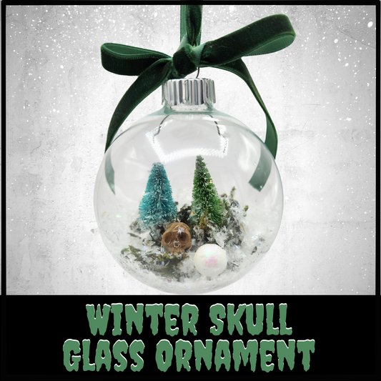 Winter Skull Glass Ornament Creepmas Ornament Gothic Christmas Ornament Macabre holiday decor Gothmas ornament gift for horror fan