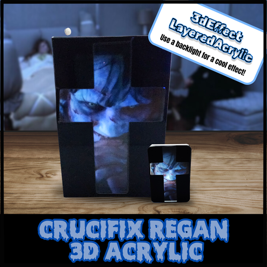 Crucifix Regan 3D effect Layered acrylic magnetic image The Exorcist movie gift magnetic photo frame Regan MacNeil photo acrylic gift for horror fan