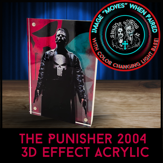 Punisher Inspired 2004 3D Effect Acrylic – Thomas Jane Vigilante Skull Layered Art Display with Optional RGB Light Base