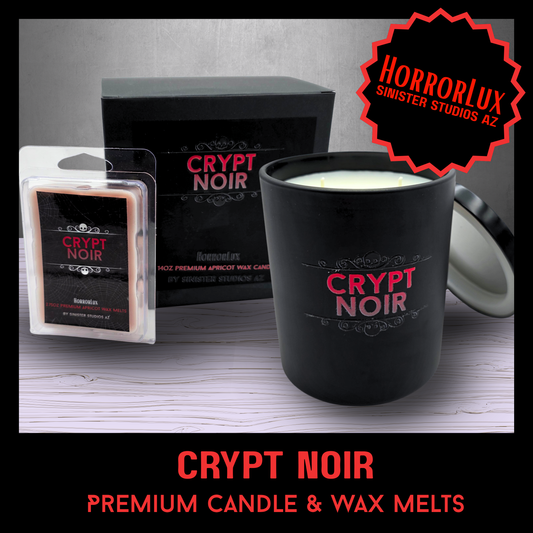 Crypt Noir HorrorLux Dragons Blood Candle & Wax Melts, Gothic Luxury Patchouli Clove Horror Candle Gift